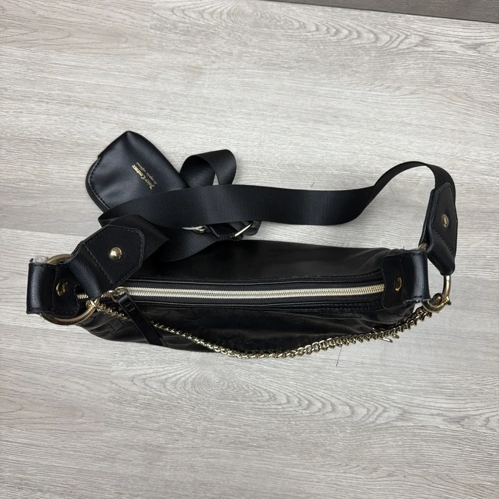 Juicy Couture Quilted Black Puff Half Moon Crossbody Bag‎ W/ Change Purse